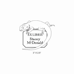 Bearded Dragon Lizard Ex Libris Personalized Bookplate Rubber Stamp O13
