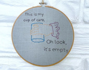 Modern Hand Embroidery Sarcastic Wall Art