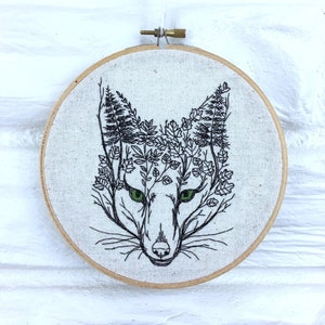 Fox Art Hand Embroidered Modern Embroidery Nature Decor Woodland Creature Gift Under 50 Wall Art Cabin Decor