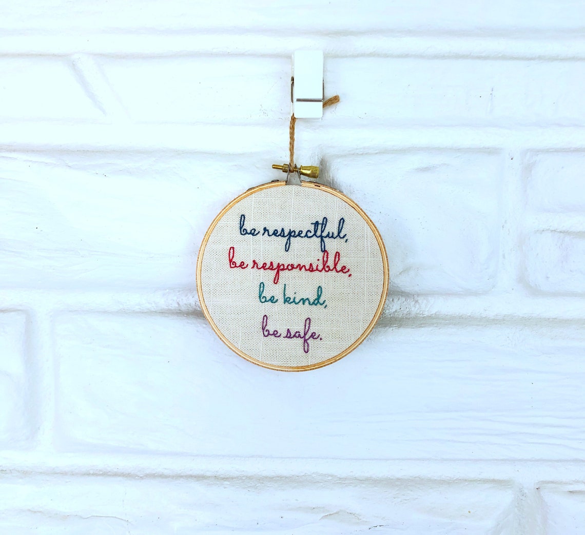 Modern Hand Embroidery Hoop Art Daily Affirmation Be Kind Gift Under 20