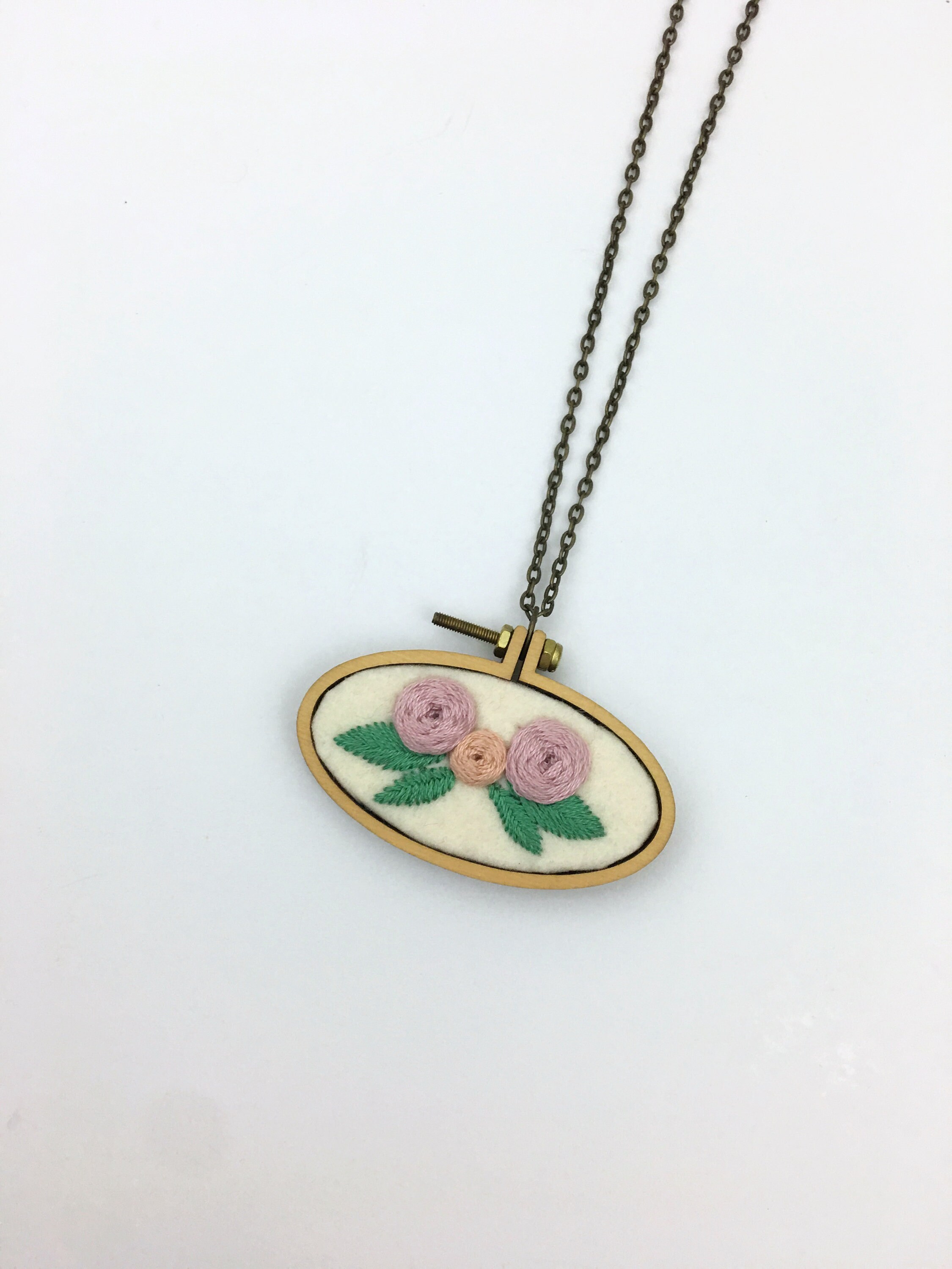 Hand Embroidered Fabric Necklace Jewelry Gift Under 50 Tiny Etsy UK