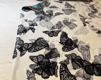 MONARCH BUTTERFLY BLANKET Heirloom Butterfly Blanket by Leah Wake Printed on Luxury Velveteen Fabric