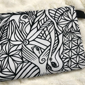 BOLSA CON CREMALLERA con ilustraciones originales de Leah Wake The Sacred Flight Travel Hand Bag Art Wallet Makeup Flat Pencil Case Coin Purse Organizer