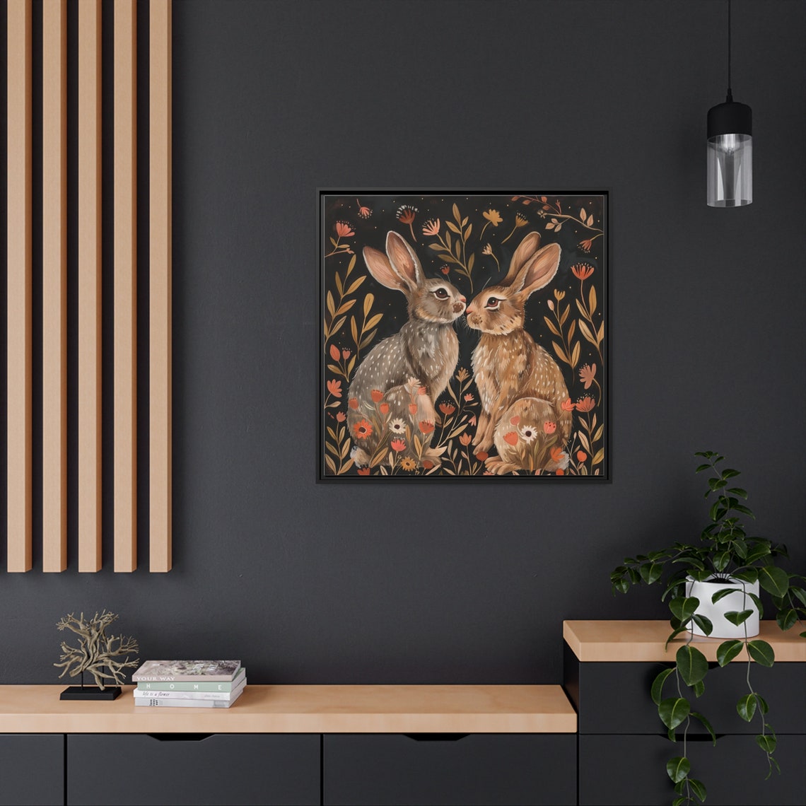 Cottage Core Rabbit Rabbit Folk Art Print | Cottagecore Woodland Wall Art | Floral Bunny ...