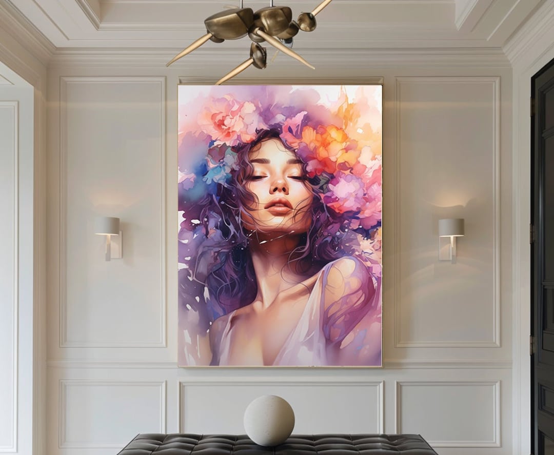 Abstract Floral Woman Watercolor Print | Colorful Feminine Portrait Art ...