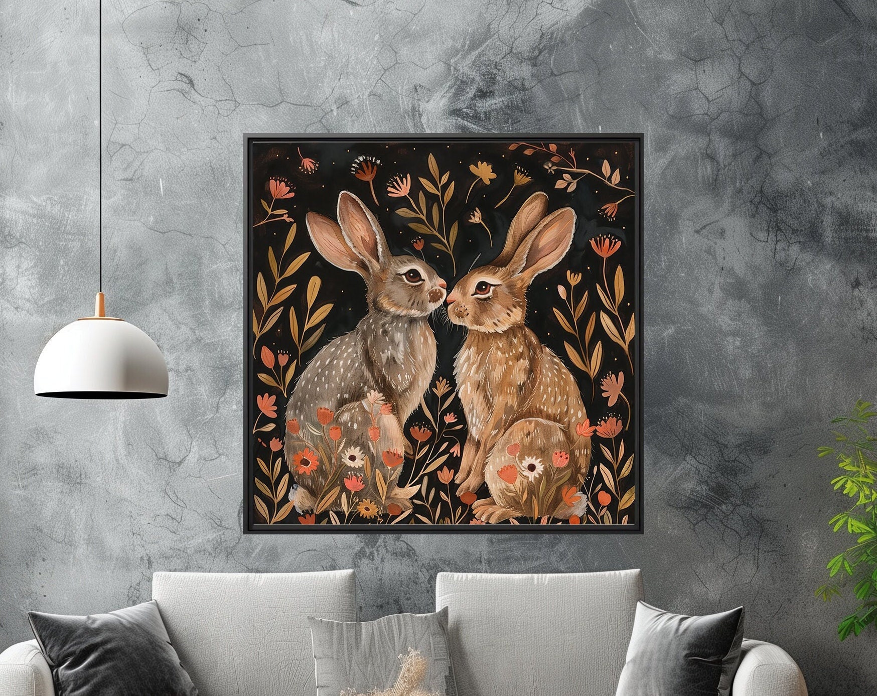 Cottage Core Rabbit Rabbit Folk Art Print | Cottagecore Woodland Wall Art | Floral Bunny ...