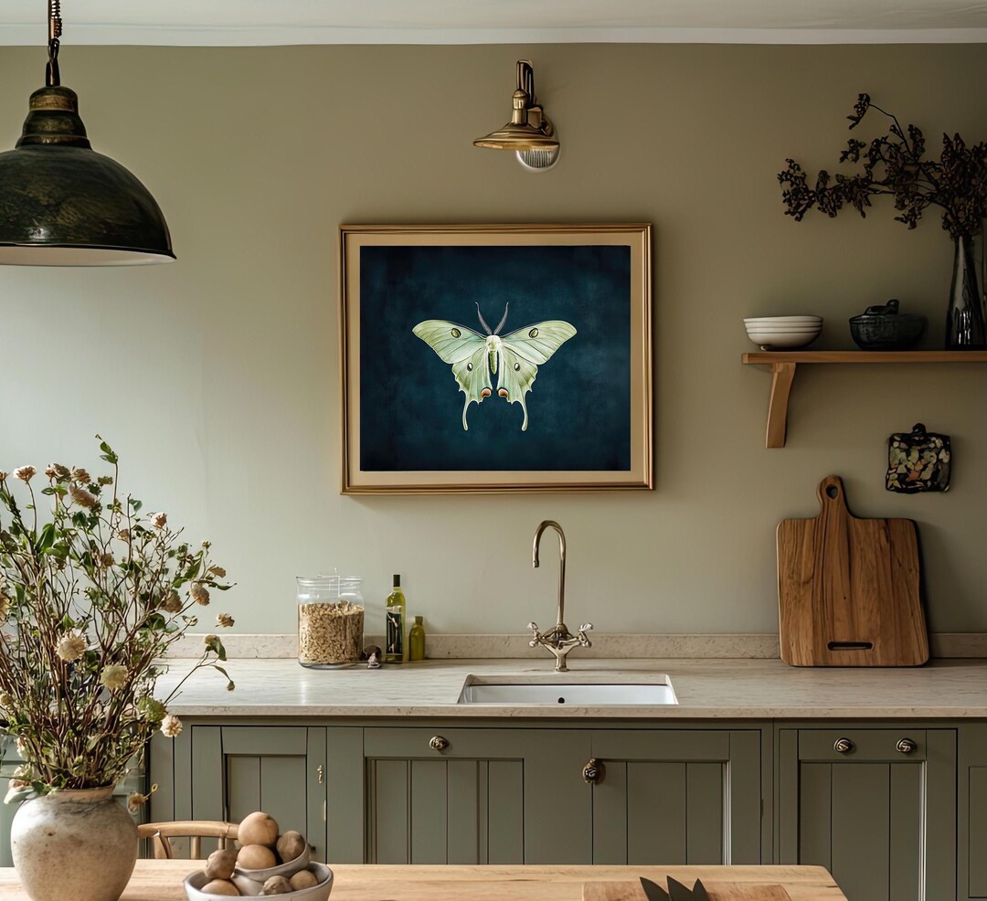 Luna Moth Folk Art Print Butterfly Nature Illustration Witchy Celestial ...