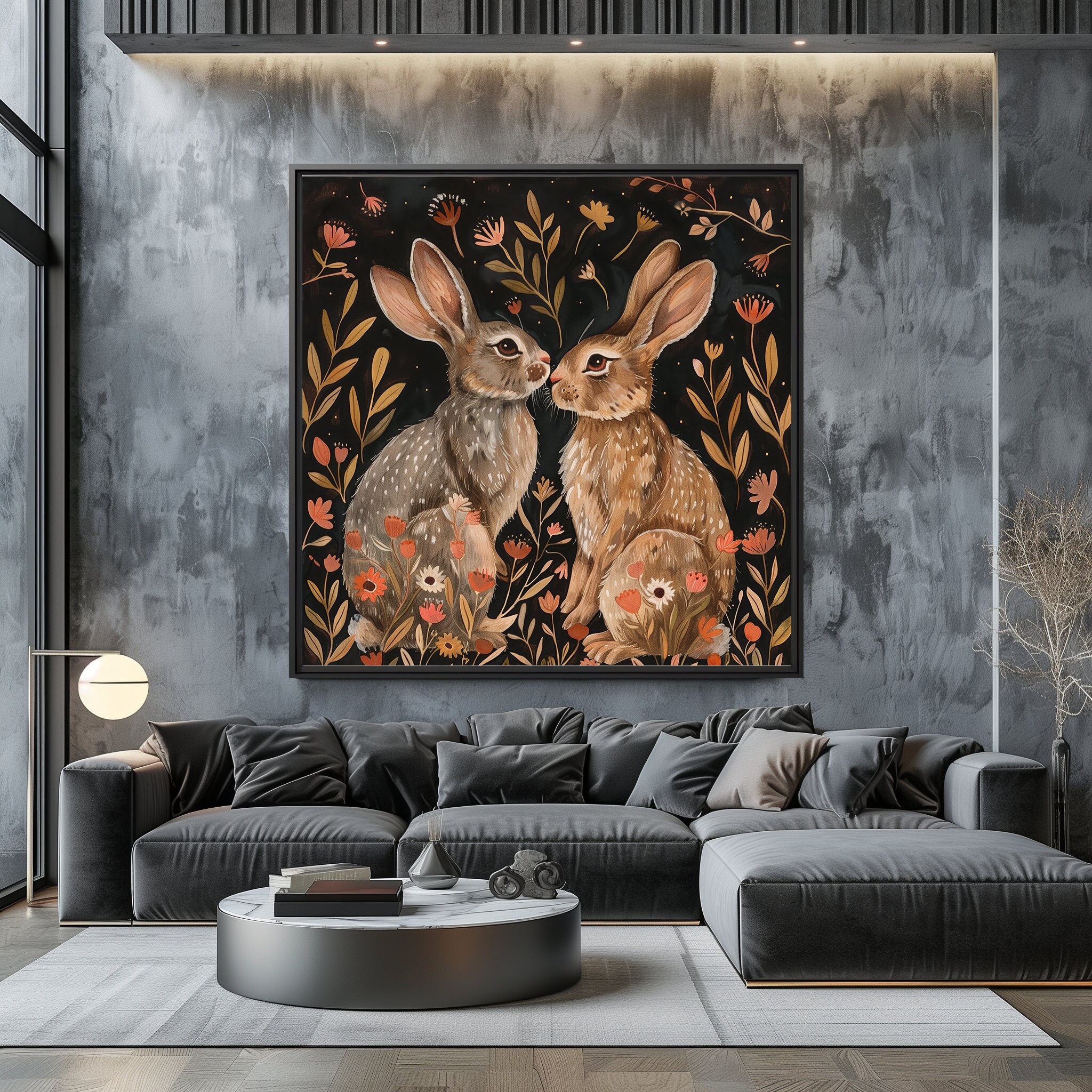 Cottage Core Rabbit Rabbit Folk Art Print | Cottagecore Woodland Wall Art | Floral Bunny ...