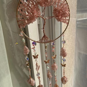 Rose Quartz Tree of Life Suncatcher
