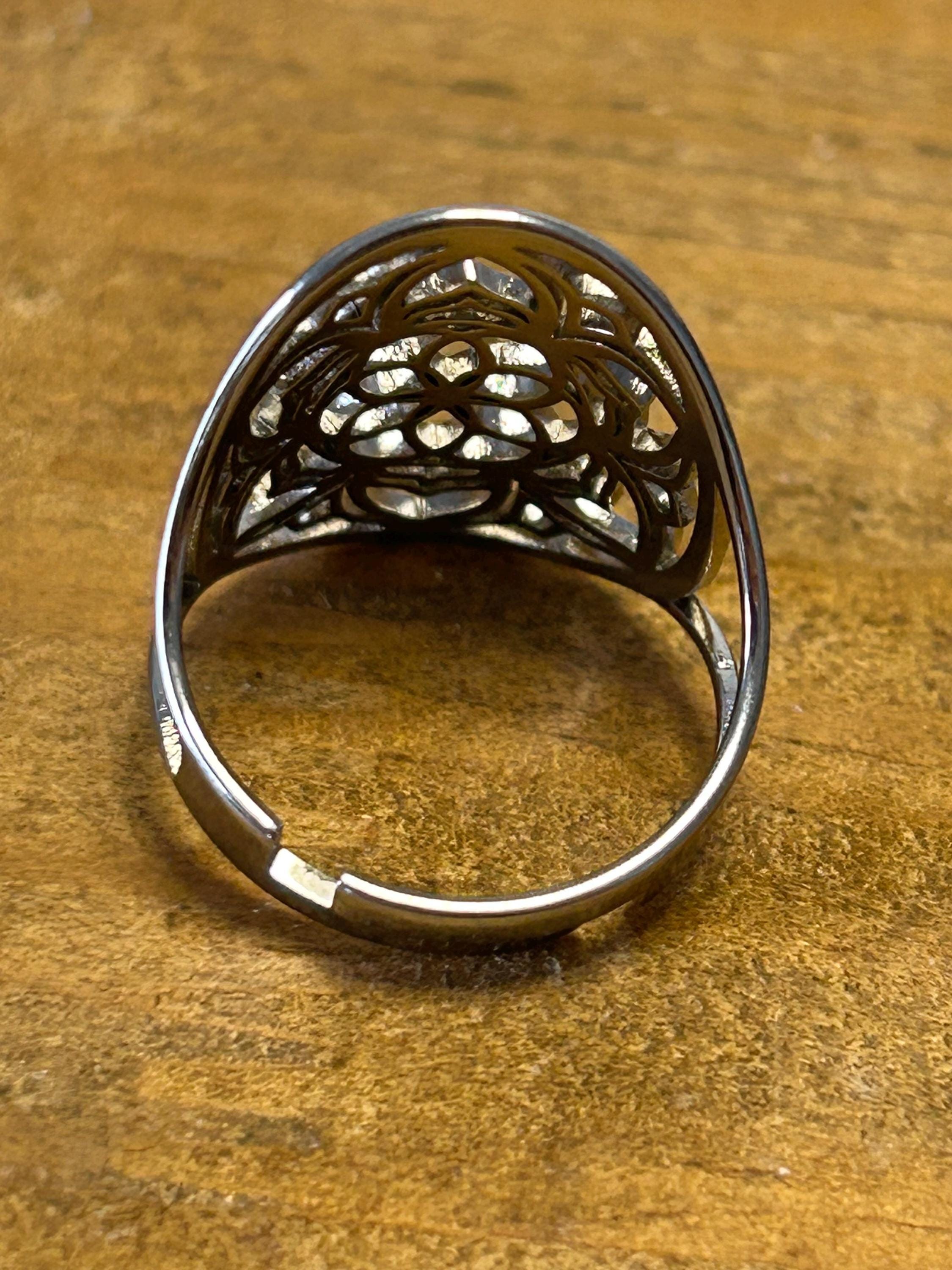 Bague Forme géométrique Hexagone zirconium argent 925/000 rhodié garanti
