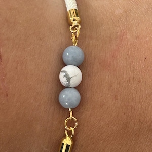 Fine Angelite and Howlite Bracelet – Adjustable & Soothing