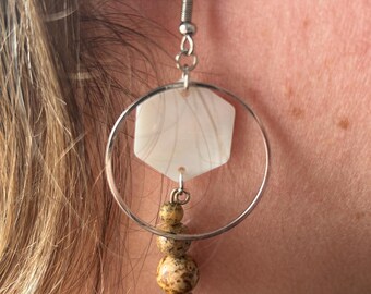 半貴石ピアス / ランドスケープジャスパーとユナカイト - Etsy 日本