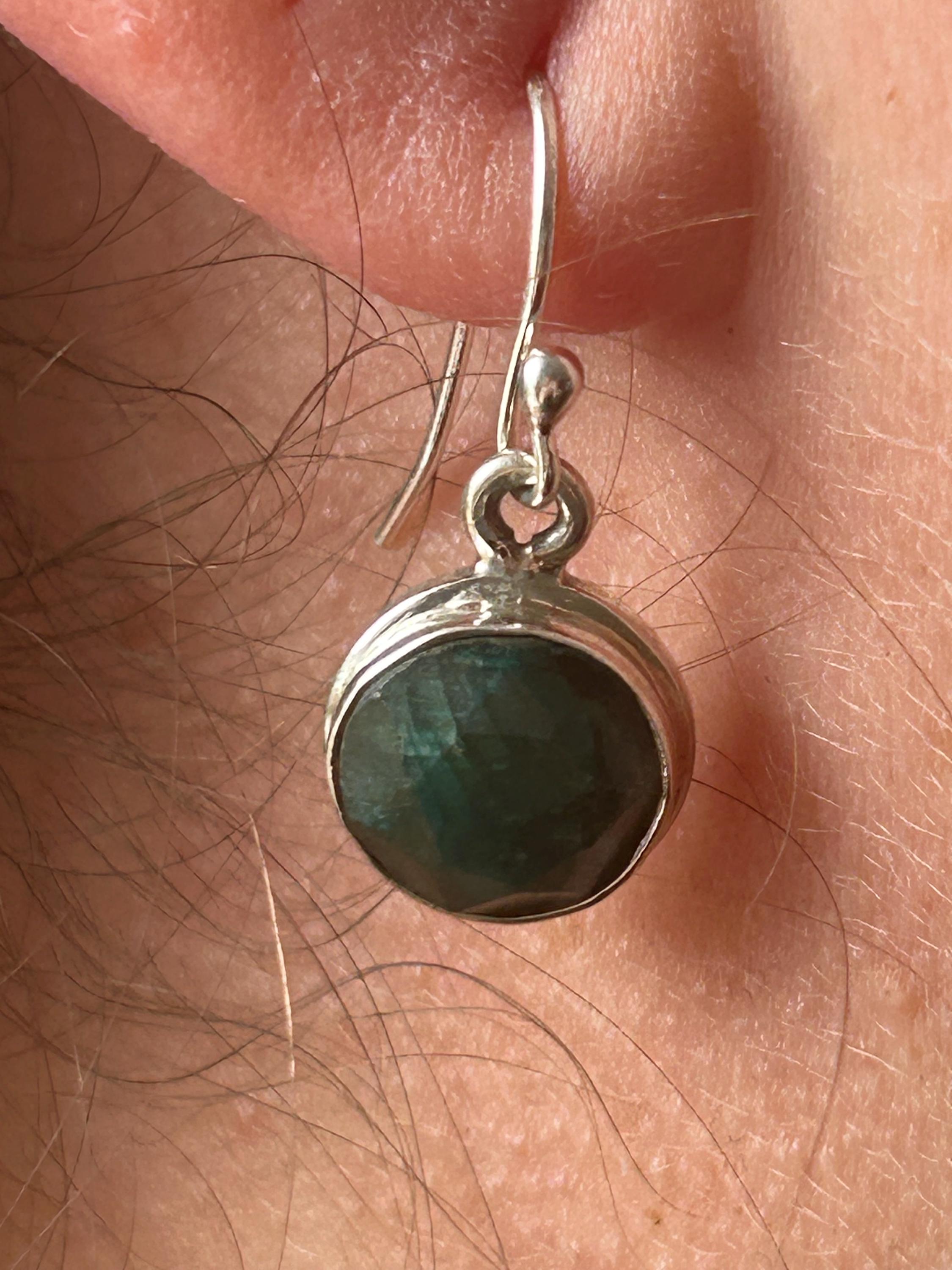 Boucles D'oreilles Pendantes En émeraude & Argent 925 - Dormeuses - Fabriqué En France