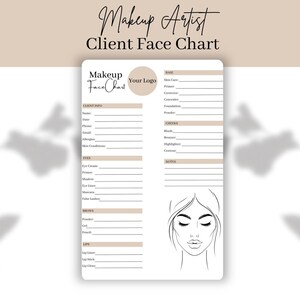 Editable Makeup Artist Client Face Chart - Etsy