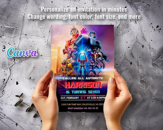 Printable Transformers Birthday Invitation, Rescue Bots, Optimus Prime, Bumblebee (Digital Download)
