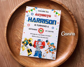 Autobots Birthday Invitation, Editable Transformers Party (Digital Download)
