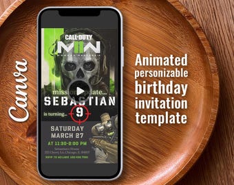 Animated Gamer Birthday Invitation, Video Game Party (Digital Template)