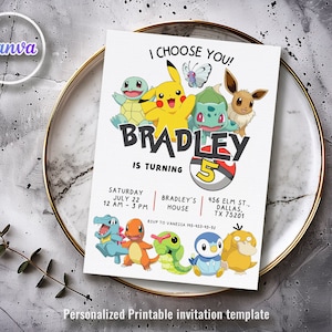 Druckbare Geburtstagseinladung, b-day einladen, bearbeitbare Einladung, Anime Geburtstag einladen, Instant Download