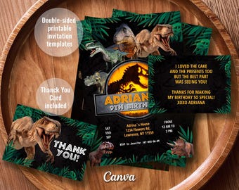Dinosaur Birthday Invitation, T-Rex Party, Editable Template (Digital Download)