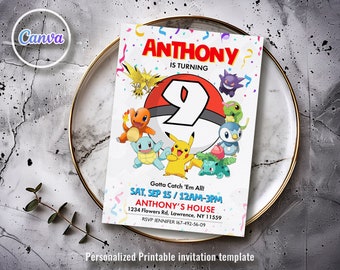 Anime Birthday Invitation, Editable Party Invite (Instant Download)