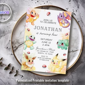 Druckbare Geburtstagseinladung, b-day einladen, bearbeitbare Einladung, Anime Geburtstag einladen, Instant Download