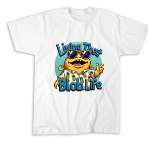 Blobfish Sunglasses Hawaiian Living That Blob Life Retro Electric Blue T-Shirt, Sweatshirt, Hoodie, Tote Bag - 255404