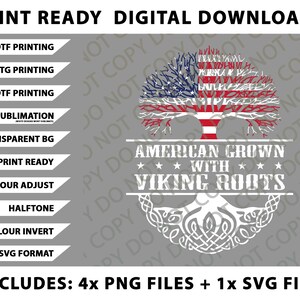 American Grown Viking Roots Png Bundle, SVG Files, Digital Downloads