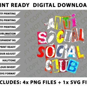 Anti Social Club, Anti Clubs, Social Png Bundle, SVG Files, Digital Downloads