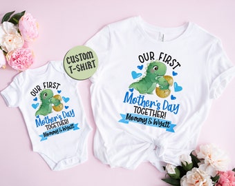 Personalized Our First Mother's Day Matching Tee Baby Onesie, Baby and Mommy Set Gifts, Custom 1st Mother's Day Shirt, Mothers Day Gift