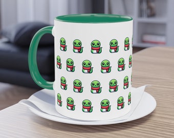 Niedliche Schlangen-Design-Tasse: Innen dunkelgrün, außen mit niedlichen Schlangen, die einen Schal tragen, umwickelt! Perfektes Geschenk & Schluckbegleiter!