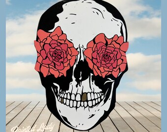 Skull & Roses | one-of-a-kind hand-painted sign