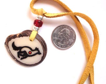 Wolf Totem Necklace Tagua Pendant - Glyph Jewelry native american tribal unique design OOAK spirit wolves