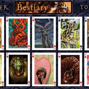 Limited Edition Bestiary Animal Playing Card Deck - Animal Tarot Animal Oracle Art Cards Gift Rode Panda Leeuw Tijger Wolf Schildpad Hyena Eagle