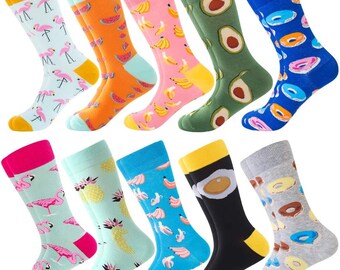 Funny Socks for Men & Women,Fun Socks,Crazy Colorful Cool Novelty Cute Dress Socks,Food Animal Space Socks