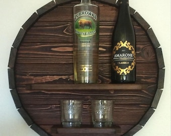 Wall Mounted Whiskey Bar | Rustic Wooden Liquor Shelf | Handmade Pine Mini Bar for Whiskey Lovers | Home Bar Decor & Gift