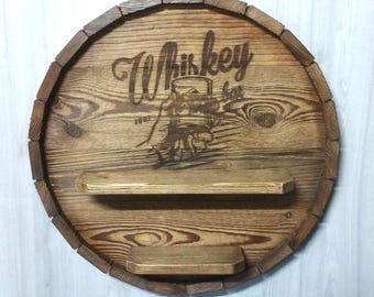 Wall Mounted Whiskey Bar | Rustic Wooden Liquor Shelf | Handmade Pine Mini Bar for Whiskey Lovers | Home Bar Decor & Gift