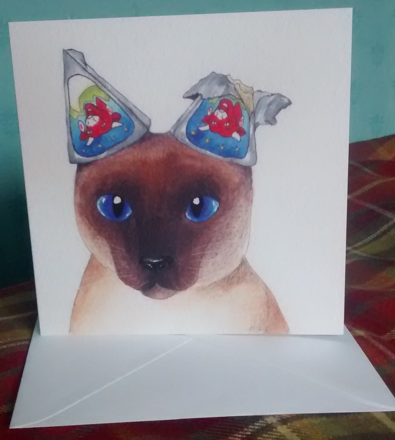 Siamese Cat Greeting Card With Cheese Ears - Etsy