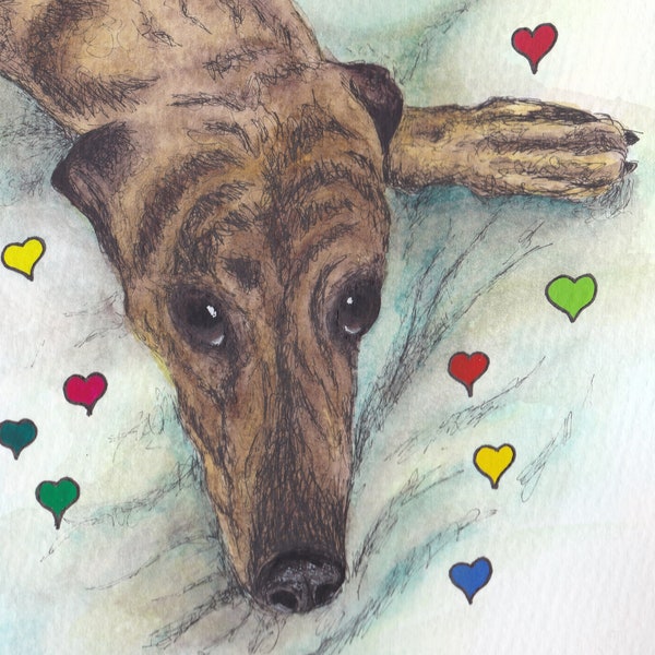 Beautiful brown and black brindle Greyhound dog greeting card
