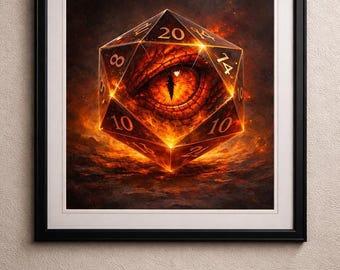 Stampa artistica Dragon Eye D20, decorazione da parete Dungeons and Dragons (download digitale)