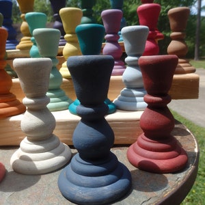 Painted Wood Taper Candle HolderCandle Stick HoldersAssorted Color Choices image 8