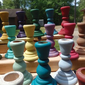 Painted Wood Taper Candle HolderCandle Stick HoldersAssorted Color Choices image 4