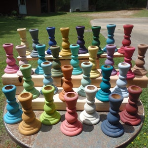 Painted Wood Taper Candle HolderCandle Stick HoldersAssorted Color Choices image 2