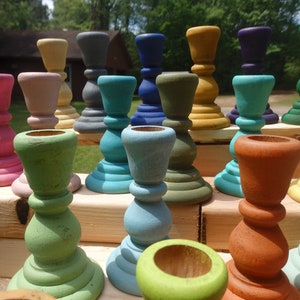 Painted Wood Taper Candle HolderCandle Stick HoldersAssorted Color Choices image 7