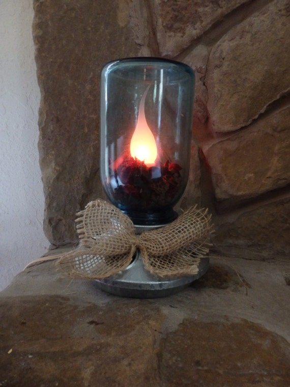 Chicken Feeder Lightelectric Lampantique Blue Mason Etsy