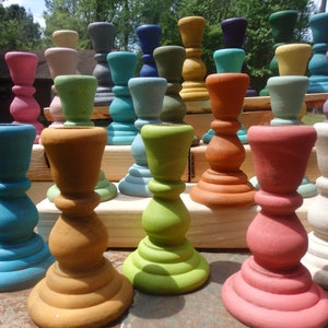 Painted Wood Taper Candle HolderCandle Stick HoldersAssorted Color Choices image 9