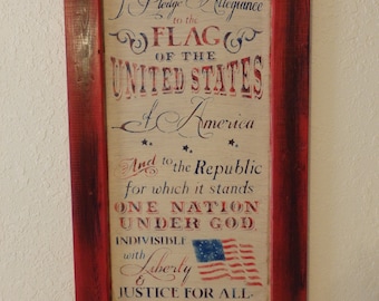 Handpainted Wood America Patriot Sign~Re-Purposed Solid Cabinet Door~Home Decor~Wooden~Primitive~Country~Americana