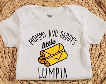 Mommy and Daddy&#39;s Little Lumpia Bodysuit, Cute Filipino Parents Gift, Pinay Present Onesie, Mom and Dad Baby Bodysuit, Baby Shower Gift
