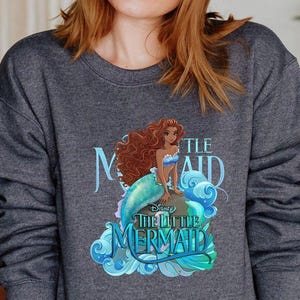 Vintage Little Mermaid Sweatshirt, Ariel Mermaid Sweatshirt, Bleached Princess Gift, Mermaid Birthday, Disney Ariel Little Mermaid Hoodie