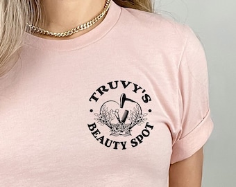 Minimalist Truvy&#39;s Beauty Spot T-Shirt, Pocket Steel Magnolia&#39;s Shirt, Hairdresser Tshirt, Funny Hair Stylist Shirt, Cosmetologist Tshirt