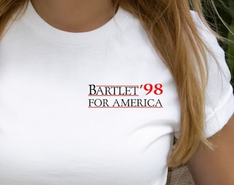 Minimalist West Wing Bartlet For America 1998 T-Shirt, Pocket Election Campaign Shirt, USA Independence Day Tee, Fourth of July Gift Tee